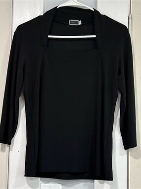 Simpli The Best Women’s Black 3/4 Sleeve Layered Blouse Top Size 12 Made Canada